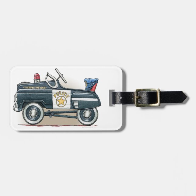 Police Pedal Car Cop Car Luggage Tag (Front Horizontal)