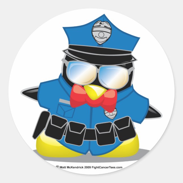 Police Penguin Classic Round Sticker (Front)