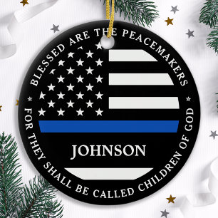 Police Personalised Blessed Are The Peacemakers Ceramic Tree Decoration