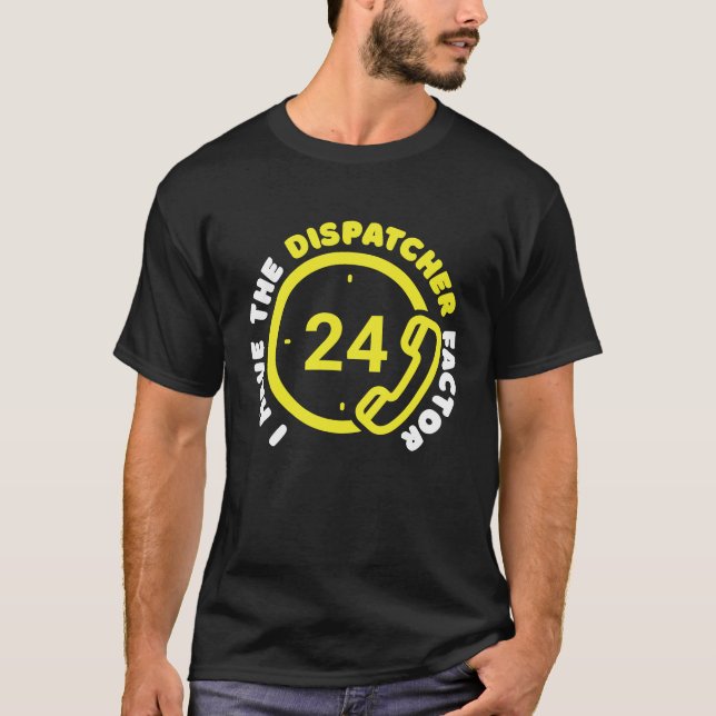 Police Phone Thin Yellow Line Emergency  Gold Disp T-Shirt (Front)