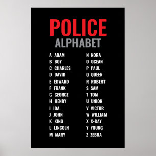 Police Phonetic Alphabet Black & Red Poster
