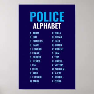 Police Phonetic Alphabet Blue & White Poster