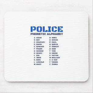 Police Phonetic Dictionary - A to Z Alphabet Mouse Mat
