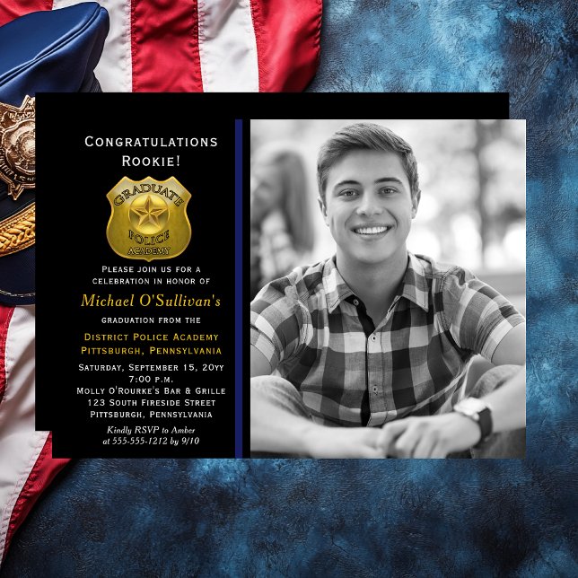 Police Photo Graduation Announcement | Party (Police "Graduate" Photo Graduation Announcement | Party Invitation - Print | Download)