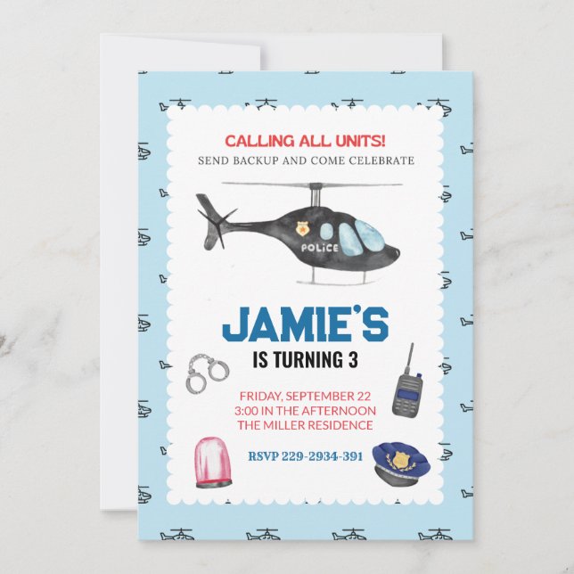 Police Policeman Birthday Invitation (Front)