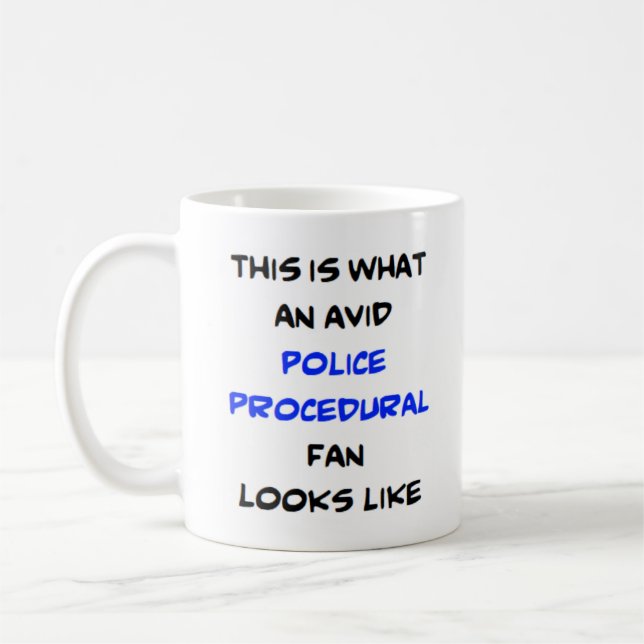 police procedural fan, avid coffee mug (Left)