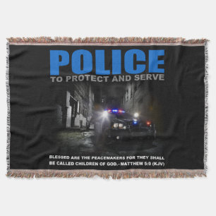 Police Protect And Serve Blue Lives Matter Throw Blanket