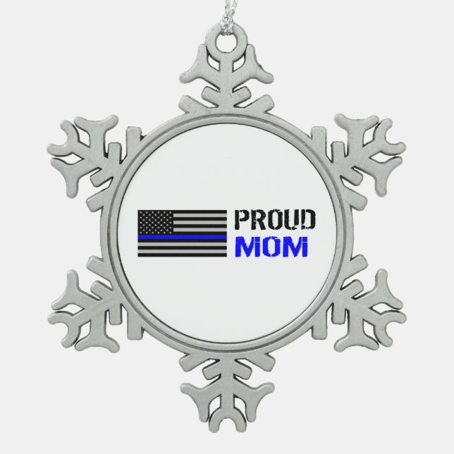 Police - Proud Police Mum Snowflake Pewter Christmas Ornament (Front)