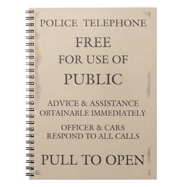 Police Public Call Phone Box Notice Notebook (Front)