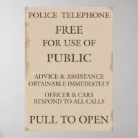 Police Public Call Phone Box Notice