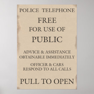 Police Public Call Phone Box Notice Poster