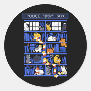 Police Public Cat Box Funny Kitten Cat Doctor Libr Classic Round Sticker