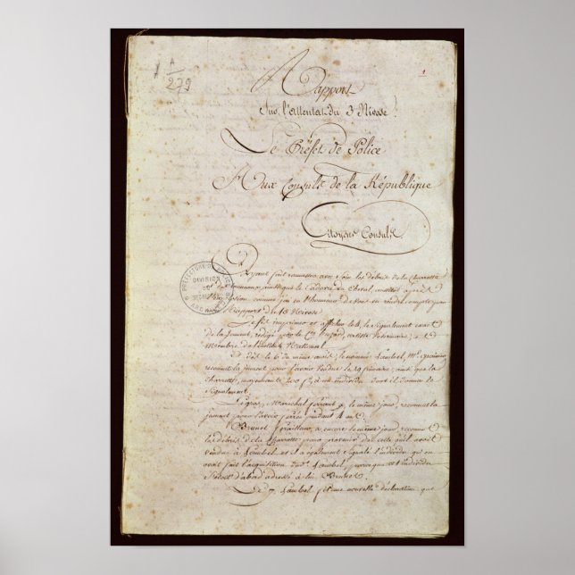 Police Report from the Attendant to Napoleon Poster (Front)