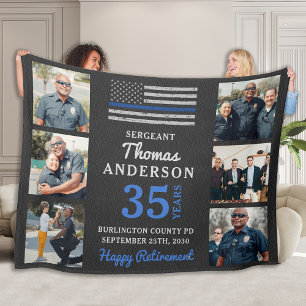 Police Retirement 6 Photo Law Enforcement Officer Fleece Blanket