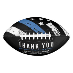 Police Retirement Anniversary Blue Line Flag American Football