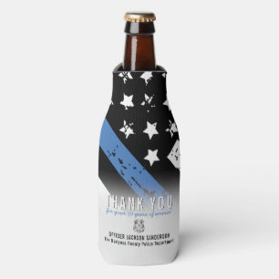 Police Retirement Anniversary Blue Line Flag Bottle Cooler