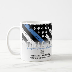 Police Retirement Anniversary Blue Line Flag Coffee Mug