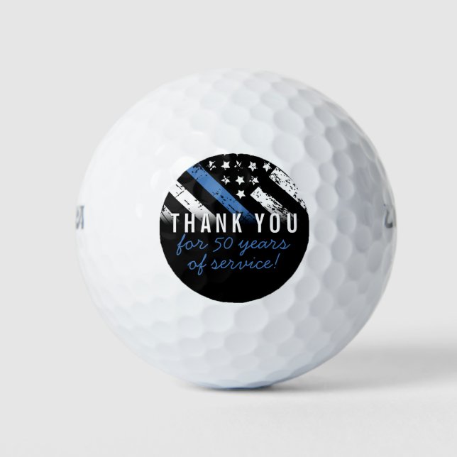 Police Retirement Anniversary Blue Line Flag Golf Balls (Front)