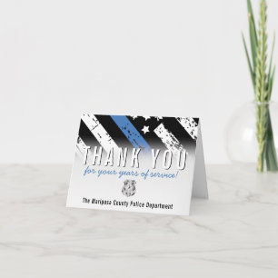 Police Retirement Anniversary Blue Line Flag Thank You Card