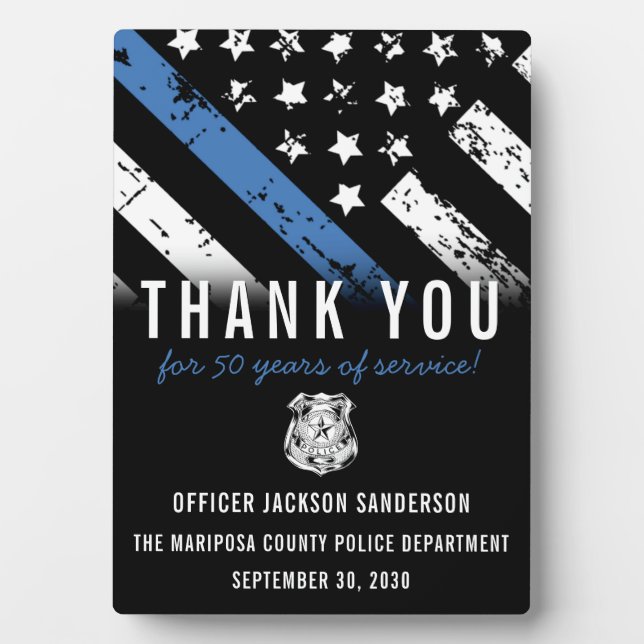 Police Retirement Appreciation Law Enforcement Plaque (Front)