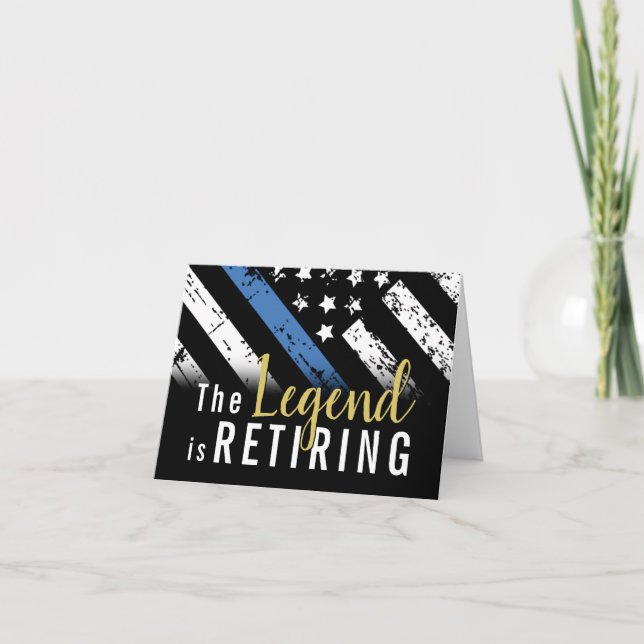 Police Retirement Blue Line Flag Law Enforcement Card (Front)