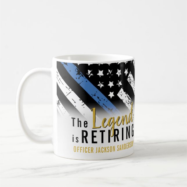 Police Retirement Blue Line Flag Law Enforcement Coffee Mug (Left)