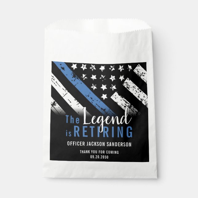 Police Retirement Blue Line Flag Law Enforcement Favour Bags (Front)