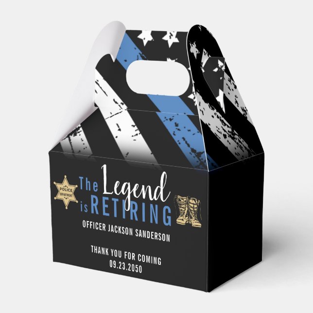 Police Retirement Blue Line Flag Law Enforcement Favour Box (Front Side)