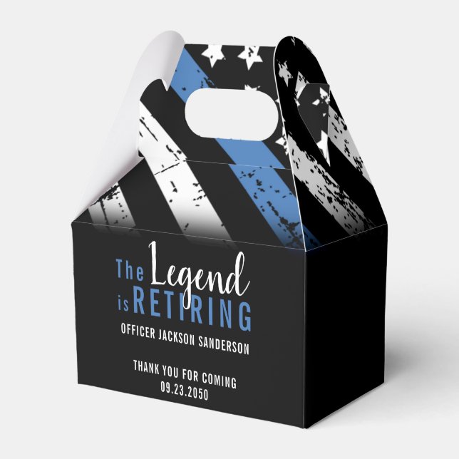 Police Retirement Blue Line Flag Law Enforcement Favour Box (Front Side)
