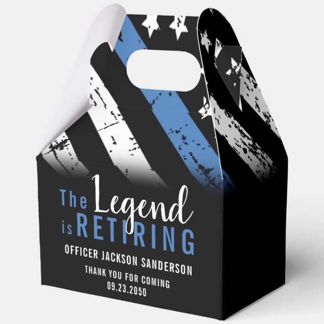 Police Retirement Blue Line Flag Law Enforcement Favour Box (Back)