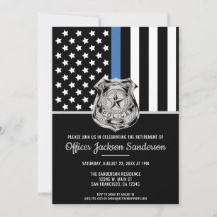 Police Retirement Blue Line Flag Law Enforcement Invitation