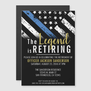 Police Retirement Blue Line Flag Law Enforcement Magnetic Invitation