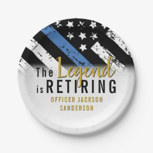 Police Retirement Blue Line Flag Law Enforcement Paper Plate