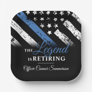 Police Retirement Blue Line Flag Law Enforcement Paper Plate