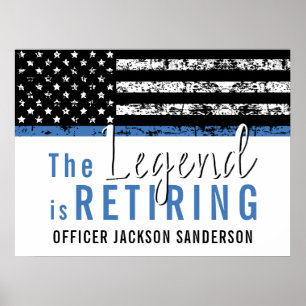 Police Retirement Blue Line Flag Law Enforcement Poster