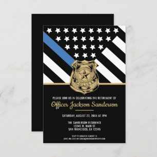 Police Retirement Blue Line Law Enforcement Invitation