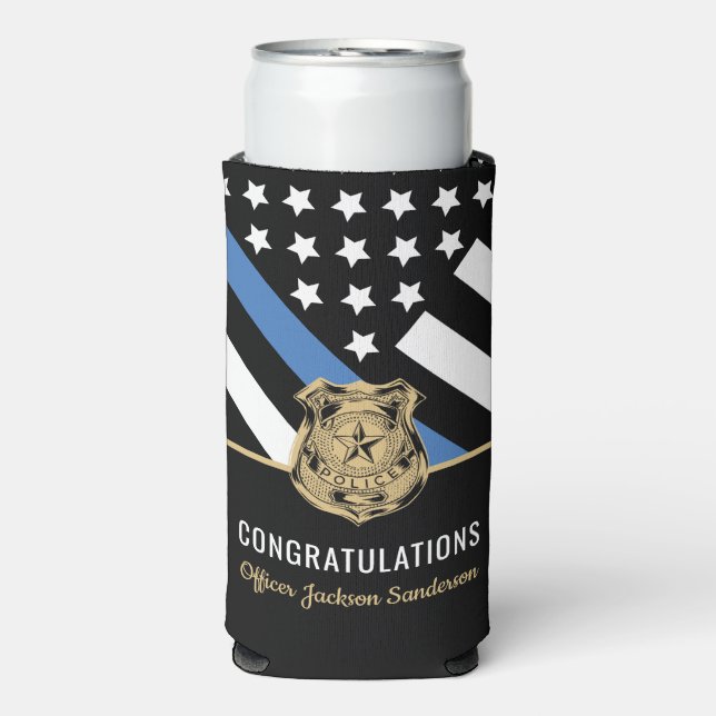Police Retirement Blue Line Law Enforcement Seltzer Can Cooler (Seltzer Front)