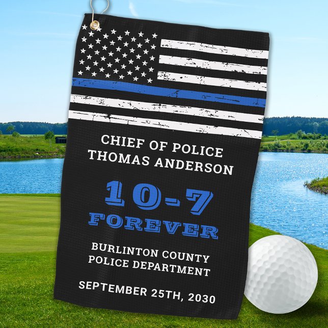 Police Retirement Gift Personalised Thin Blue Line Golf Towel (Creator Uploaded)
