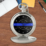 Police Retirement Gift Thank You Thin Blue Line Pocket Watch<br><div class="desc">Celebrate and show your appreciation to an outstanding Police Officer with this Thin Blue Line Thank You Police Pocket Watch. Perfect for service awards and Police Retirement gifts. Personalise with name, years of service and service years. COPYRIGHT © 2020 Judy Burrows, Black Dog Art - All Rights Reserved. Police Retirement...</div>