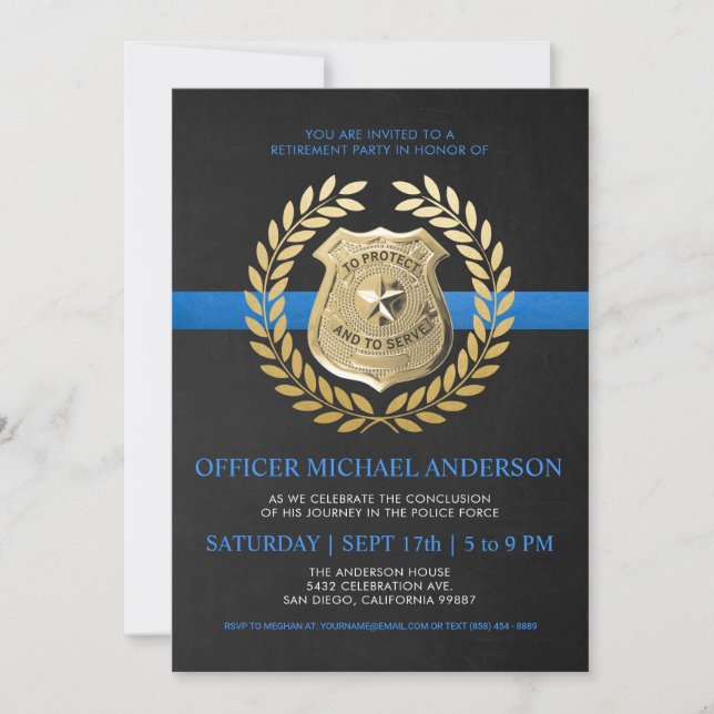 Police Retirement Invitations | Police Badge (Front)