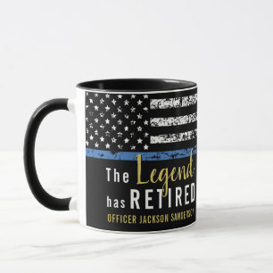 Police Retirement Law Enforcement Blue Line Flag Mug