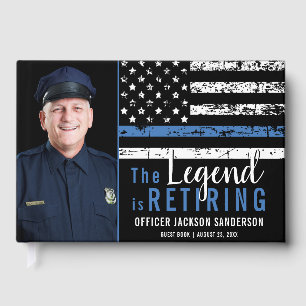 Police Retirement Law Enforcement Blue Line Photo Guest Book