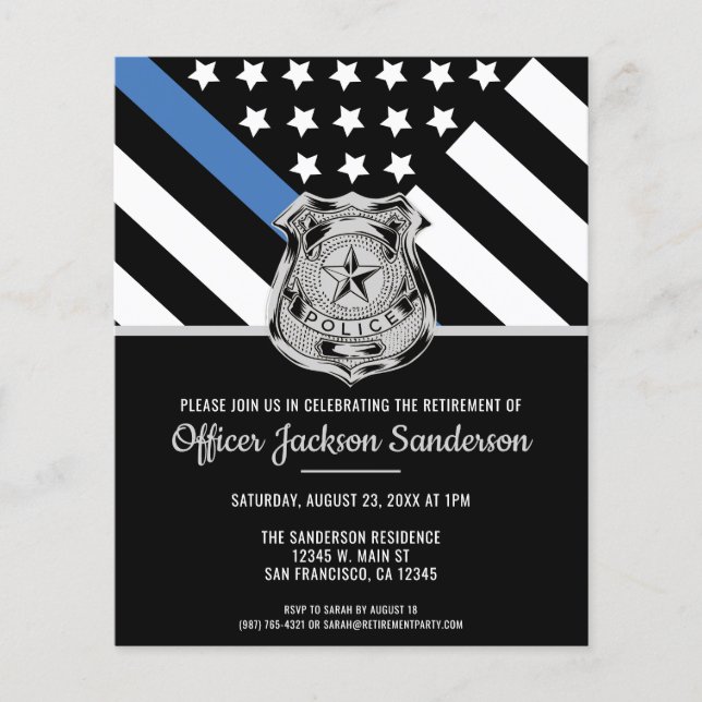 Police Retirement Law Enforcement Party Invitation Flyer (Front)