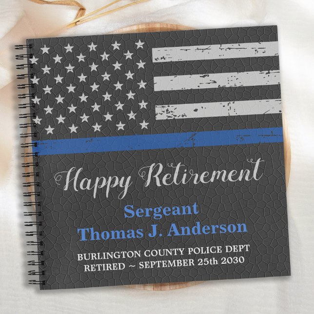 Police Retirement Leather Thin Blue Line Party  Notebook (Creator Uploaded)