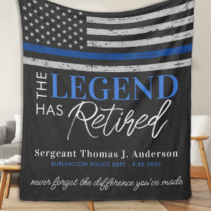 Police Retirement Legend Retired Thin Blue Line  Fleece Blanket