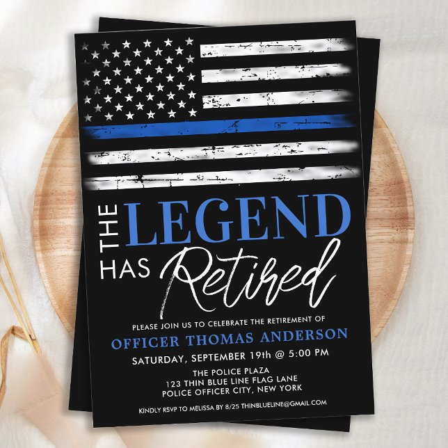 Police Retirement Party Blue Law Enforcement  Invitation (Creator Uploaded)