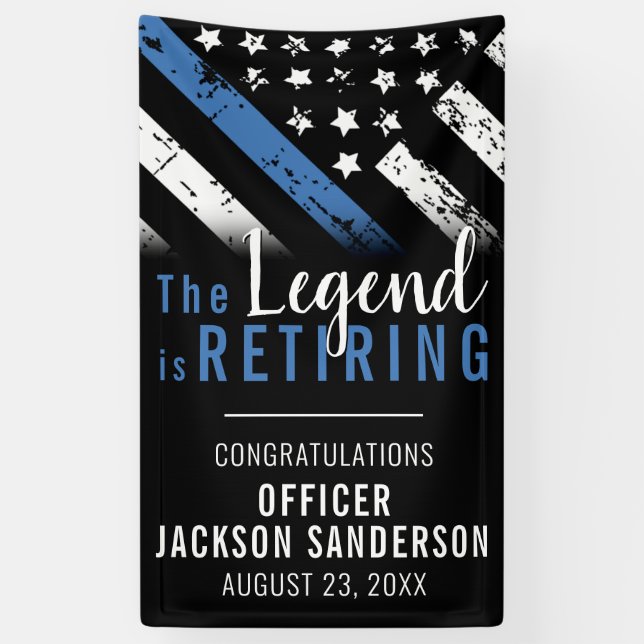 Police Retirement Party Blue Line Law Enforcement Banner (Vertical)