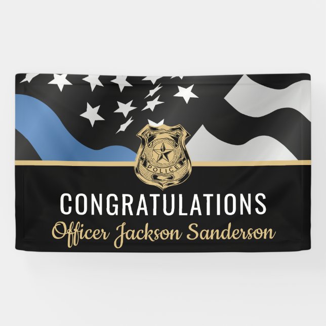 Police Retirement Party Blue Line Law Enforcement Banner (Horizontal)