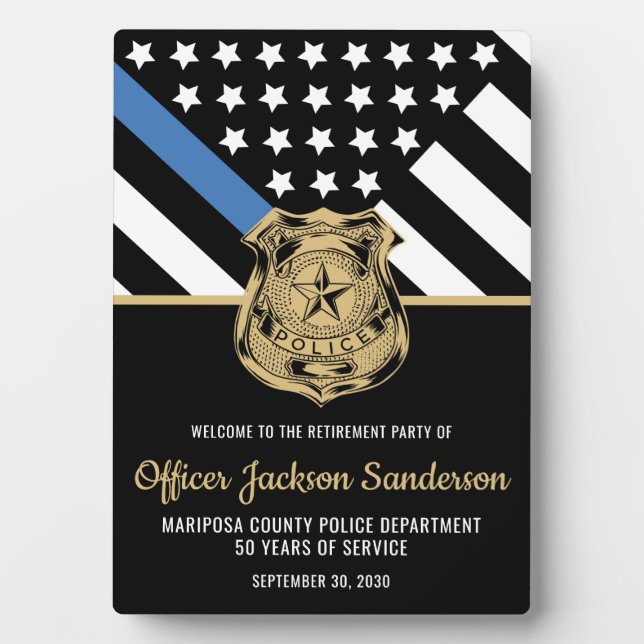 Police Retirement Party Blue Line Welcome Plaque (Front)