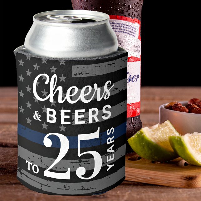 Police Retirement Party Favours Cheers & Beers Can Cooler (Creator Uploaded)